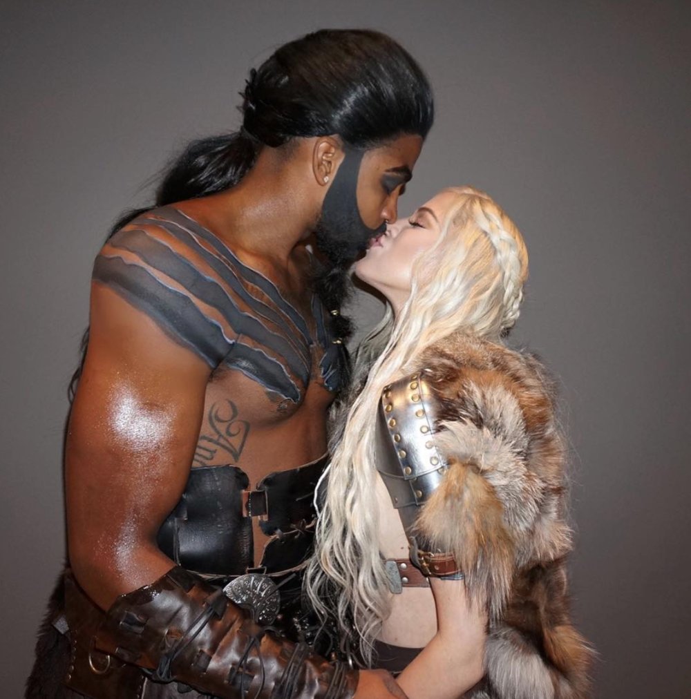 Khloe Kardashian and Tristan Thompson as Daenerys Targaryen and Khal Drogo in GOT. Instagram @khloekardashian