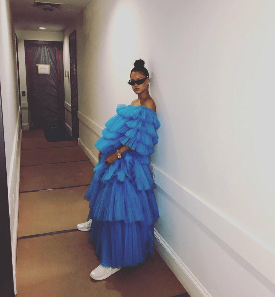 Rihanna wearing Molly Goddard via Instagram @badgalriri