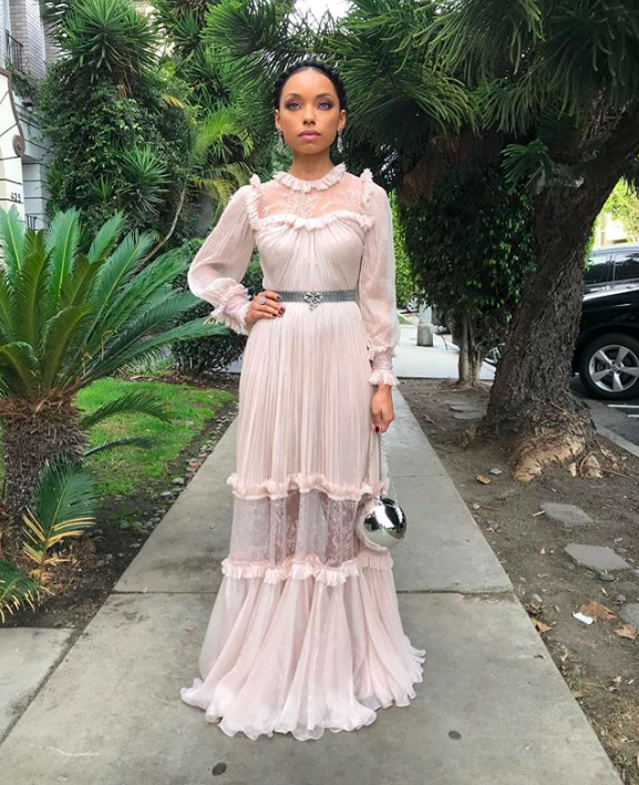 Logan Browning before the NACCP Image Awards via Instagram @loganlaurice