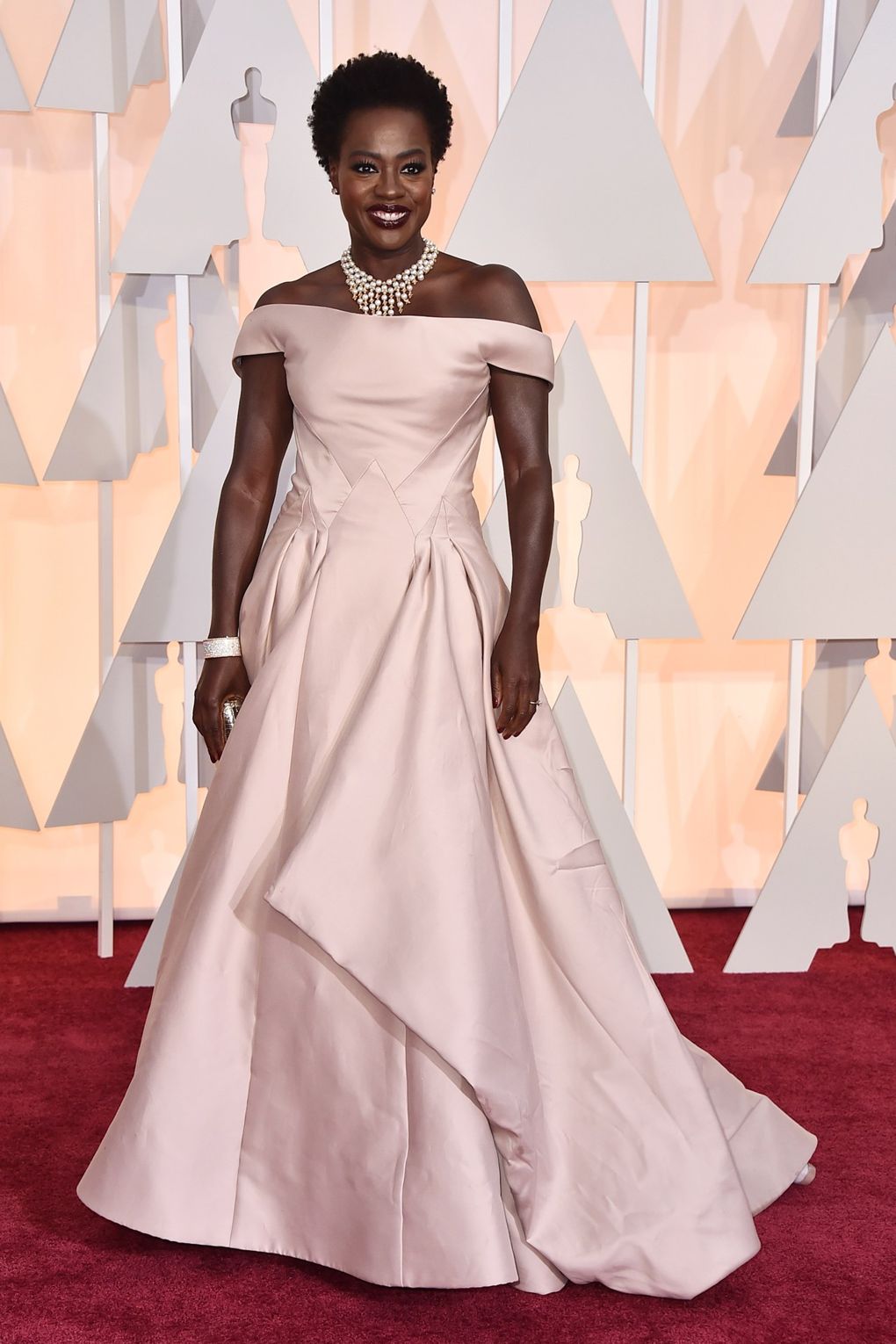 Viola Davis wearing Zac Posen in 2015 via PA