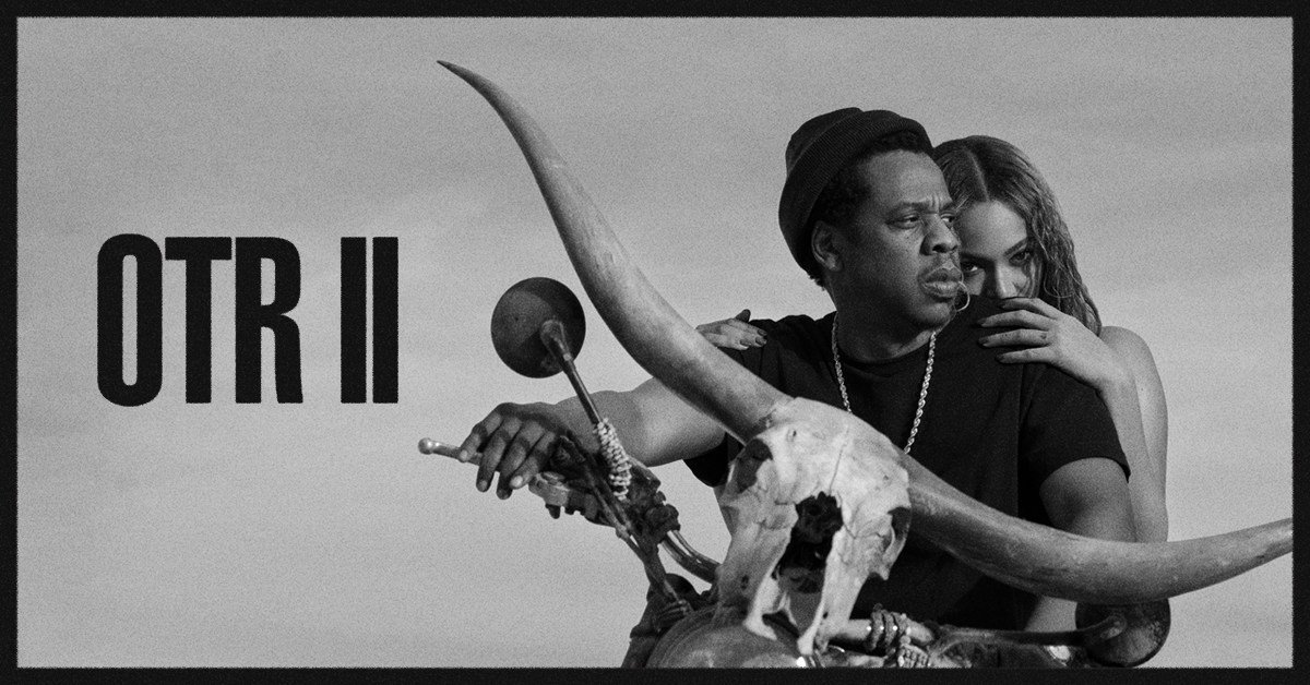 OTR ll tour poster featuring Jay-Z and Beyoncé referencing Senegalese film Touki Bouki