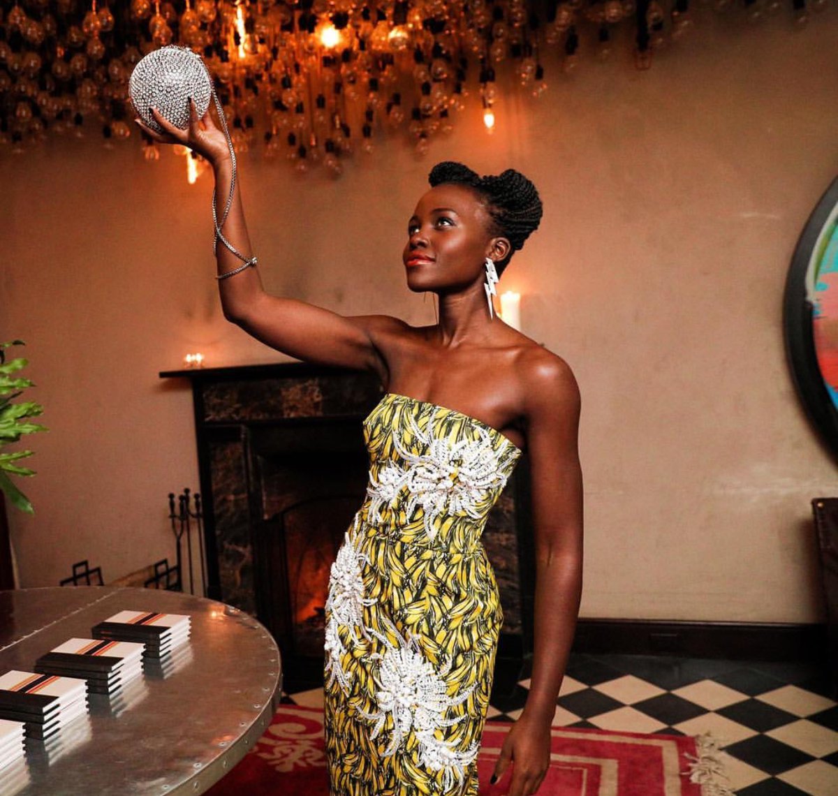 Lupita Nyong’o at Micaela Erlanger’s ‘How to Accessorize’ book launch via Instagram @lupitanyongo