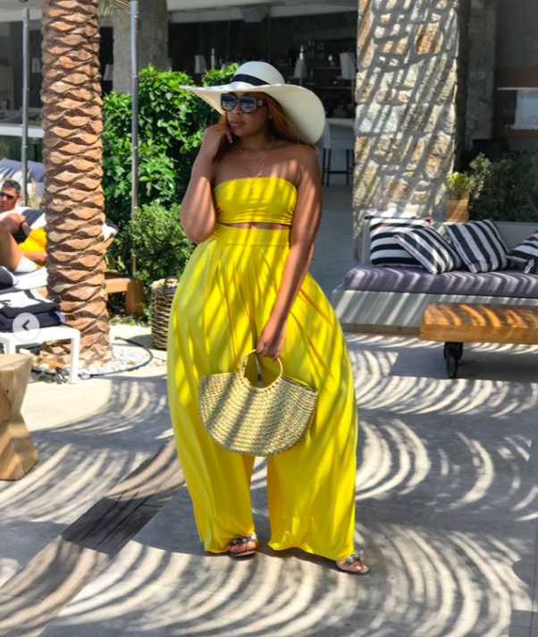Brown Mbombo's vacation style in Mykonos via Instagram @brownmbombo